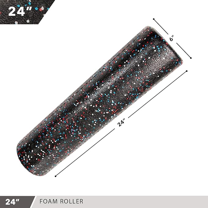 Day 1 Fitness High Density Muscle Foam Rollers - Sports Massage Rollers for Stretching, Physical Therapy, Deep Tissue, Myofascial Release - Ideal for Exercise and Pain Relief – USA Speckled, 24”