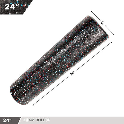 Day 1 Fitness High Density Muscle Foam Rollers - Sports Massage Rollers for Stretching, Physical Therapy, Deep Tissue, Myofascial Release - Ideal for Exercise and Pain Relief – USA Speckled, 24”