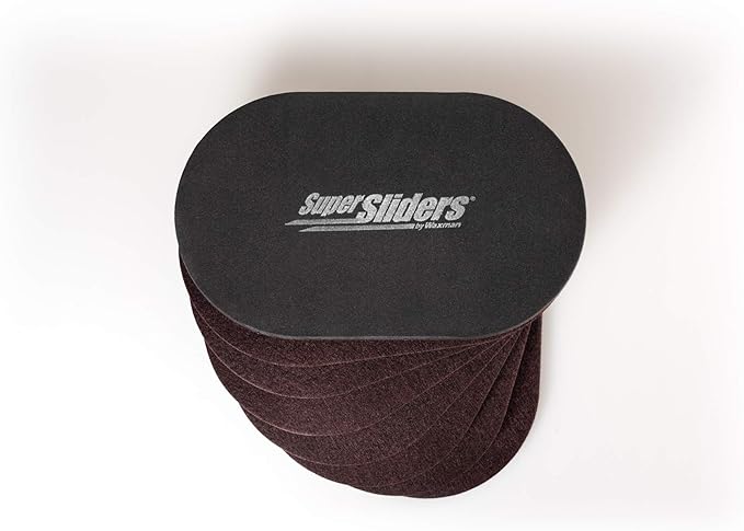 Super Sliders 5-3/4" x 9-1/2" XL Oval Reusable Felt Furniture Sliders for Hard Surfaces, Anti-Slip Protective Furniture Moving Pads for Beds, Sofas, Dressers, Set of 8, Brown
