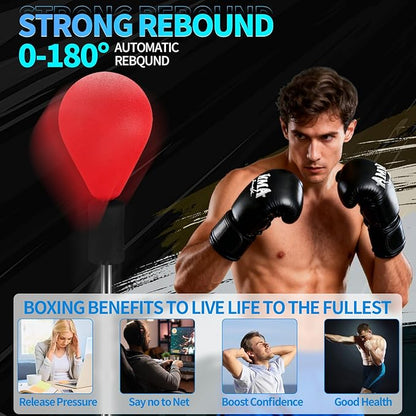 Punching Bag with Stand, Reflex Bag with Boxing Gloves, Boxing Bag for Teens and Adults, Height Adjustable - Speed Bag for Training, Boxing Equipment, Sturdy Base for Stress Relief & Home Fitness