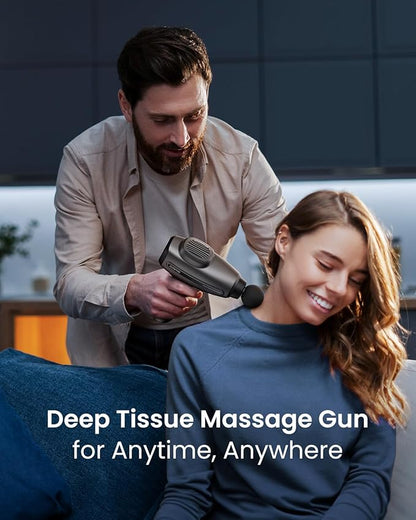 RENPHO Active C4 Massage Gun, Percussion Deep Tissue Muscle Massager for Athletes Men Women, FSA Approved, Electric Handheld Neck Massager Gun for Pain Relief Relax 6 Massage Head, HSA