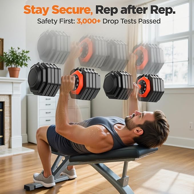 2026 Updated Adjustable Dumbbell Set of 2, 110lbs/50lbs Weights Dumbbell Set with Storage Box, 25lbs/55lbs Adjustable Weights with Anti-slip Silicone Grip, Weight Set For Home Gym Suit both Men and Women