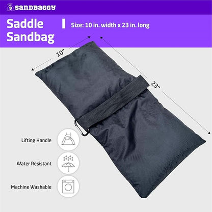 Sandbaggy Saddle Sandbags (Black) - Comes Pre Filled with 15 lbs. of Sand (25 lb. Weight Capacity) - Weights for Photography, Tents, Outdoor Equipment