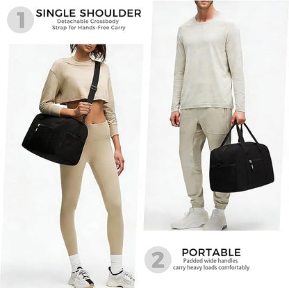 14 inch Small Gym Bag for Men & Women, Mini Duffle Bag for Travel Sports, Lightweight Carry On Duffel Bag, Black