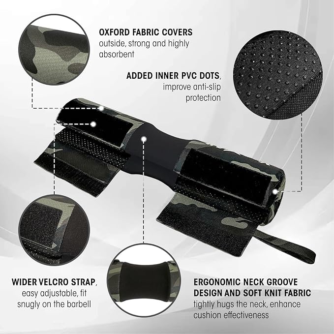 Yes4All Ergonomic Foam Bar Pad, Olympic Barbell Squat & Neck Pad for Squats, Hip Thrusts & Weight Lifting Bar
