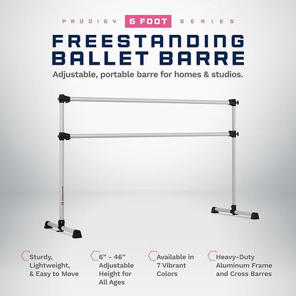 VITA Barre Portable Freestanding Double Ballet Barre, Prodigy, Aluminum | Adjustable Height, USA Made, Home or Gym Exercise Equipment for Kids & Adults | Dance, Fitness, Pilates