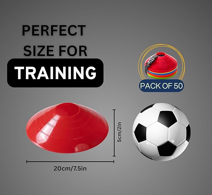 Flexible Soccer Cones (Set of 60/50/40/25) with Mesh Bag & Strap, Sports Cones for Soccer, Basketball, Football Training Equipment, Agility Soccer Cones for Drills Training