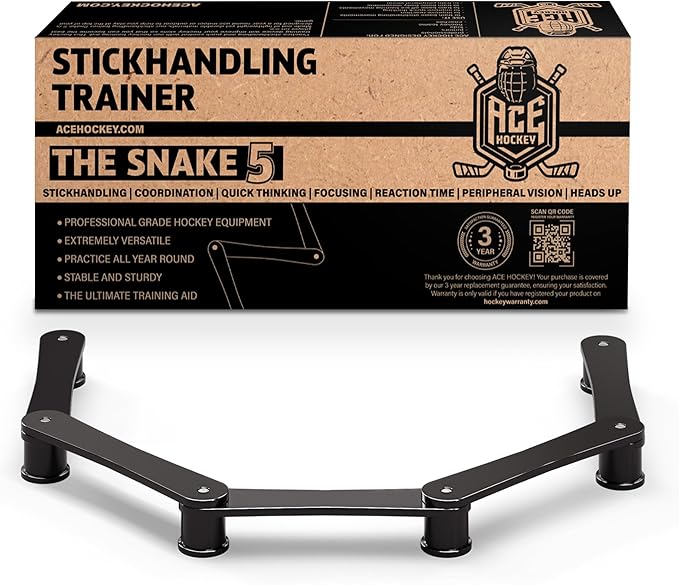 ACE HOCKEY The Snake Trainer - Lightweight Stickhandling Training Tool - Hockey Training Equipment for Puck Control, Reaction Time and Coordination - Portable, Durable and Adjustable