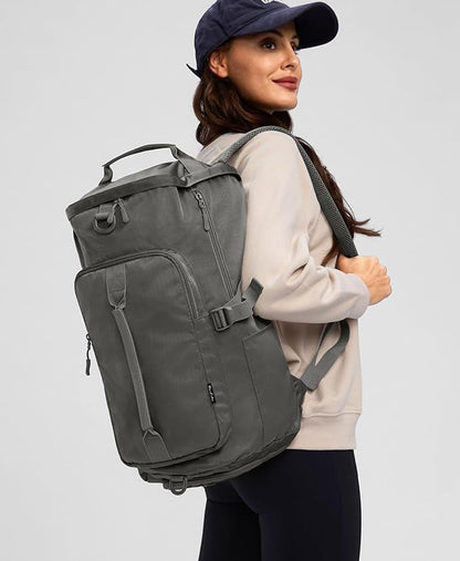 Gym Bag for Women with Shoe Compartment and Wet Pocket Convertible Gym Backpack workout Duffel Bag Multiple Pockets 30L