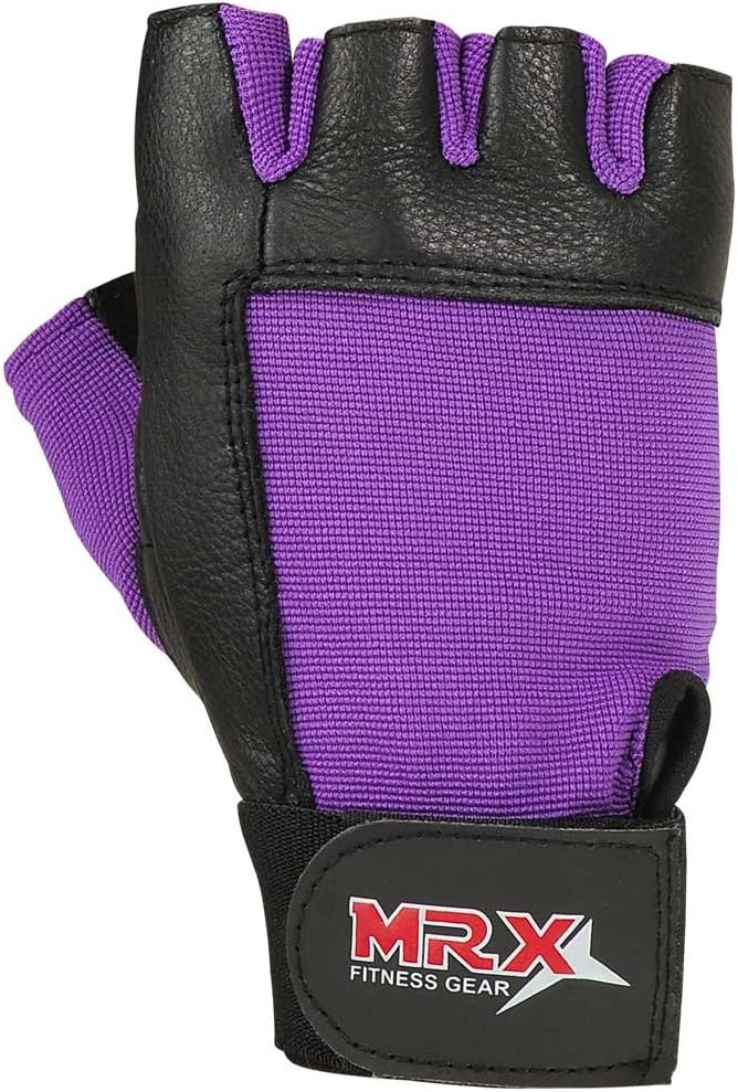 MRX Weight Lifting Leather Gloves Gym Fitness Training Glove with Long Wrist Strap