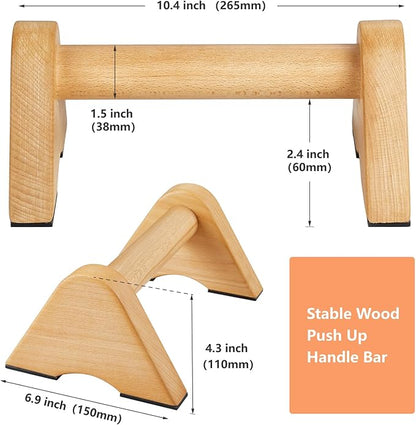 Solid Wood Calisthenics Parallettes Bars Push up Handles 1 Pair, Strength Training Pushup Stands, Parallel Pushup Handstand Bars for Home Gym Workout