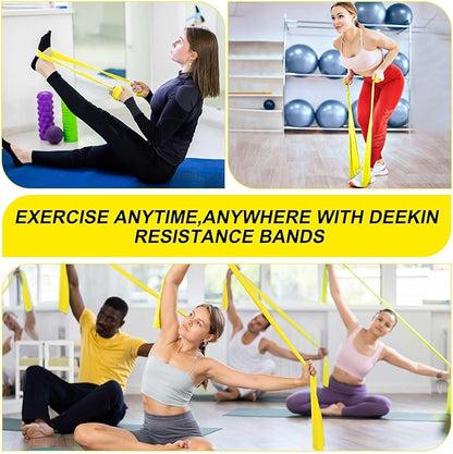 DEEKIN 10 Pcs Resistance Bands Professional Exercise Elastic Bands Latex-Free Yoga Starter Set for Pilates, Physical Therapy, Strength Training, Yoga, Working Out for Women Home Gym