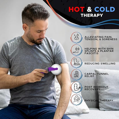 PRIME Fitness Cold Massage Roller Ball | Cold Therapy | Ice Roller Ball with Handle | cryo Stick | Relieve Muscle Pain (Purple)
