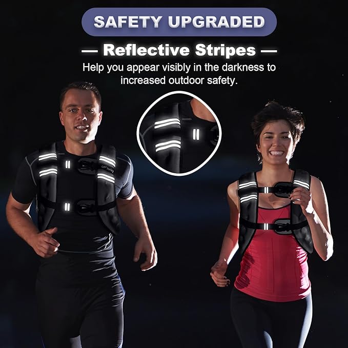 Weighted Vest Woman 5lb/8lb/10lb/12lb/15lb/20lb/25lb/30lb Weight Vest for Women Men, Rucking Vests with Reflective Stripe for Running Workout Walking Strength Training Weight Loss Fitness Weightlifting