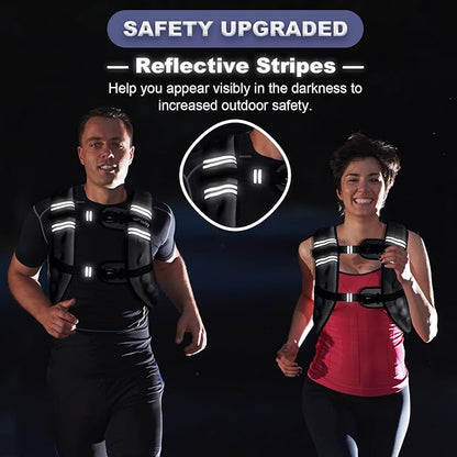 Weighted Vest Woman 5lb/8lb/10lb/12lb/15lb/20lb/25lb/30lb Weight Vest for Women Men, Rucking Vests with Reflective Stripe for Running Workout Walking Strength Training Weight Loss Fitness Weightlifting
