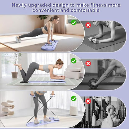 Pilates Board, Pilates Reformer Set, 15 in 1 Multi-Purpose Foldable Pilates Reformers Equipment, Portable Pilates Reformer Machine, Home Pilates Kit for Home Workout, Ab Pilates Board for Women