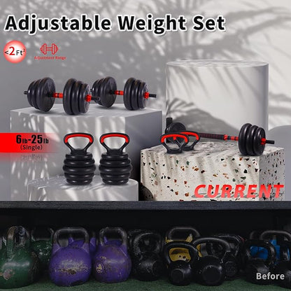 Adjustable Dumbbell Set 20/30/70/90LBS Weight Set for Home Gym Full Body Workout with Multiple Fitness Combinations