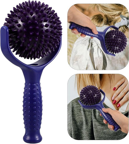 HOMSFOU Large Spiky Ball Massage Stick for Muscle Relief, Handheld Mobility Yoga Roller Blue and Purple Colors, Trigger Point Therapy Tool for Back, Shoulders, Thighs, and Calves, Fitness