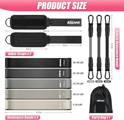Ankle Resistance Bands with Cuffs, Resistance Bands Set for Working Out, Leg and Glute Exercise Bands – Home Gym Workout Equipment for Women, Booty Building, Pilates, Rehab, Physical Therapy