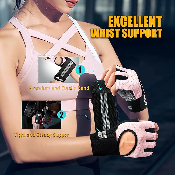 ATERCEL Weight Lifting Gloves Breathable Workout Gloves with Wrist Support for Gym, Exercise, Pull ups, Super Lightweight for Mens and Women, Full Palm Protection
