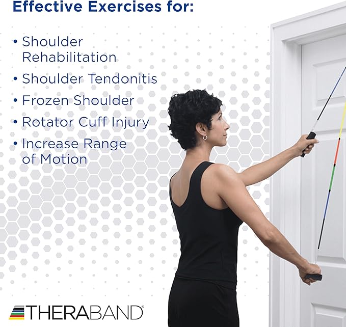 THERABAND Shoulder Pulley, Overhead Shoulder Pulley for Physical Therapy, Over the Door Pulley with Foam Handles and Color Coded Rope for Increasing Range of Motion, Overdoor System for Rehabilitation