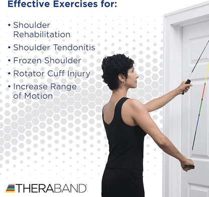 THERABAND Shoulder Pulley, Overhead Shoulder Pulley for Physical Therapy, Over the Door Pulley with Foam Handles and Color Coded Rope for Increasing Range of Motion, Overdoor System for Rehabilitation