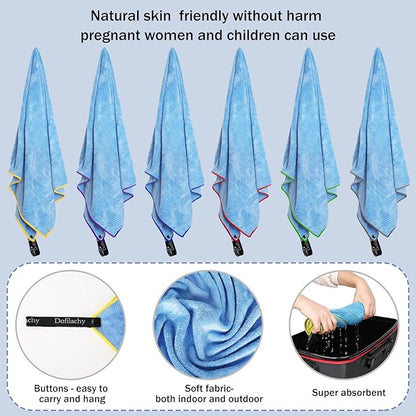 Dofilachy 6 Pack Camping Towel - Quick Dry Towel - Microfiber Travel Sports Towels - Super Absorbent Swim Towel (6, Blue)