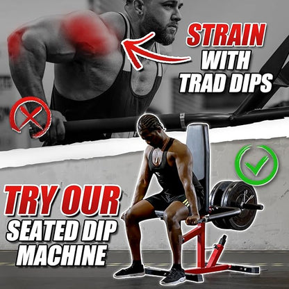 Mikolo Seated Dip Machine Plate Loaded - Tricep Dip Press & Cable Bar Combo for Home Gym, Strength Training, Chest, Biceps, and Triceps Workout, 400LBS Weight Capacity, Compact Design