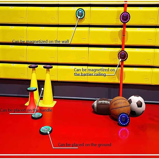Agility Fitness Light Kits, Speed Agile Reaction Training Lights with 1 Host+ 6 Auxiliary Lights, 3 Induction Ranges Adjustable and Rechargeable, for Reaction, Speed and Physical Training