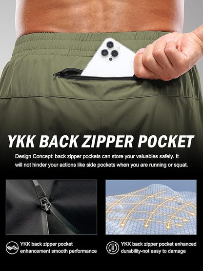 Aolesy Men's 2 in 1 Running Shorts 5" Workout Gym Athletic Shorts for Men Quick Dry Lightweight Training Shorts with Pockets