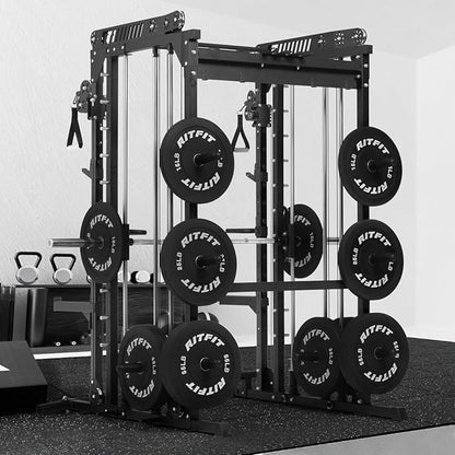 RitFit M1 Pro Smith Machine with Cable Crossover System, Multi-Function Squat Rack Power Cage for Home Gym, Power Rack and Packages