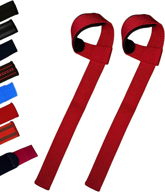 25" Powerlifting Straps (Pair) – Dominate Deadlifts with Heavy Duty Cotton Wrist Wraps – Maximum Grip Support for Strength Training & Weightlifting – Red with Padding – For All Lifters: Newbies, Pros, Young Guns & Gym Vets