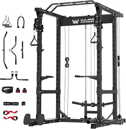 MAJOR FITNESS Drone1 Power Cage - Multi-Function Power Rack for Home Gym, Squat Rack, Cable Crossover System, for Strength Training