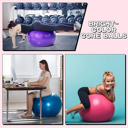 Jerify 3 Pcs Exercise Ball Inflatable Yoga Ball for Pregnancy Pilates Core Workout Equipment with Pump and Plug for Chair Fitness Stability Balance Birthing Gym Home Office Support 330lbs