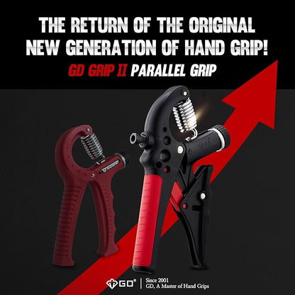 GD Grip2 Hand Grip Strengthener (Grip Strength Trainer) Adjustable Gripper (22~77lbs) Forearm and Wrist Exerciser Strengthener for grip Strength