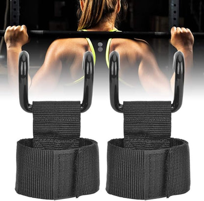 Weight Lifting Hooks Gym Grips Straps 2Pcs Durable Wrist Support for Fitness Training Equipment Steel Material Black Color 276g