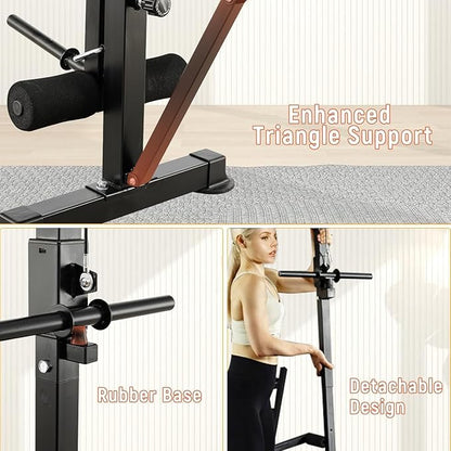 Foldable 1500LBS 8 IN 1 Olympic Weight Bench Set with Squat Rack, Leg Extension/Curl & Preacher Curl, Adjustable Bench Press Set with Safety Bar Catches for Home Gym Full Body Workout