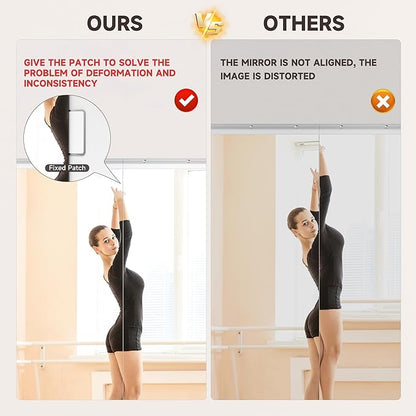 Home Gym Mirror, 48" x 32", 2PCS Large Full Body Mirror for Yoga, Silver Frameless Tempered Glass, Wall-Mounted Wall Mirrors for Home Gym, Workout, Garage, Bedroom, Bathroom, Dance Studio