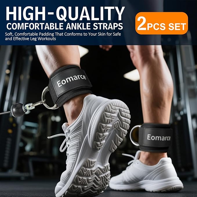 2PCS Set Premium Cable Kick Back Ankle Straps for Cable Machines Women & Men, Glute Kickback Ankle Strap for Workout, Ankle Cuff Cable Attachment Wraps weights, Tobilleras Para Mujer Gym Leg