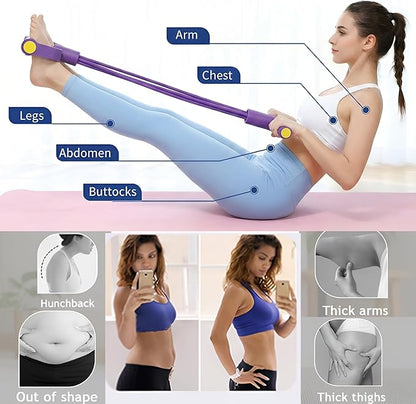 Pedal Resistance Bands with Handles for Women, 6-Tube Durable Pedal Exerciser for Home & Office Workout, Natural Rubber Resistance Band for Full Body Toning, Training Abdomen, Waist, Arms & Legs