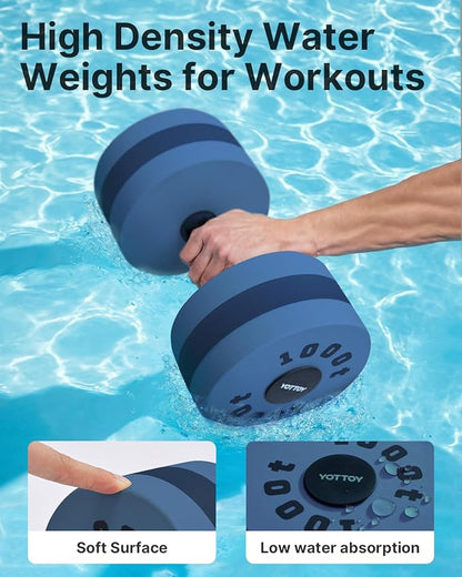 YOTTOY Water Dumbbells for Pool Exercise,Foam Aquatic Dumbbells for Water Aerobics,Resistance Training & Physical Therapy,Pool Weights for Water Workouts,Aqua Fitness,Set of 2