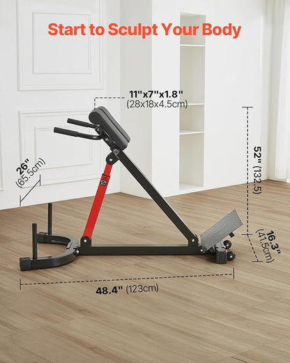 VEVOR Multi-Functional Weight Bench for Full Body Workout, Roman Chair Hyperextension Bench, Adjustable & Foldable Equipment for Back Arm Core Ab Workout, Sit Up Exercise Machine for Home Gym