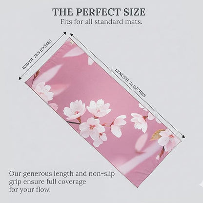 COREMOTION Hot Yoga Mat Towel (26.5'' x 72'’) – Lightweight Multipurpose Towel with Non-Slip Silicone Grip, Quick-Dry & Sweat Absorbent for Women - Yoga, Pilates, Gym, Indoor & Outdoor Workouts