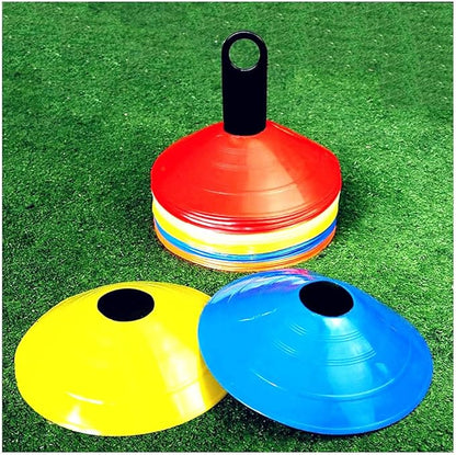 Soccer Cones (50 Pcs), Disc Cone Agility Training Sports Cone Plastic with Carry Bag & Holder for Football Basketball Drills Field Markers, (5 Colors)