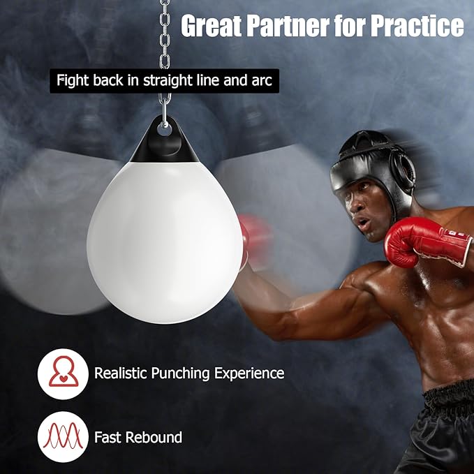 GYMAX Punching Bag, Water Aqua Bag w/Water Injector & Hanging Accessories, Folding Heavy Duty Boxing Bag for Home Gym, Boxing Training Equipment for Adults