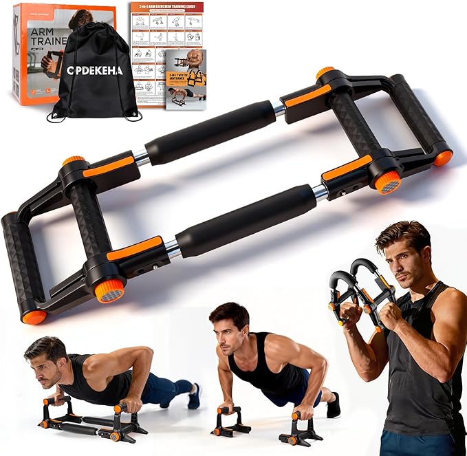 Twister Arm Trainer, 3 in 1 Adjustable Chest Trainer for Men (40-70lbs) with Poster & Storage Bag, Multifunctional Push up Bar, Home Gym Chest Workout Equipment for Arm Strengthening & Chest Builder