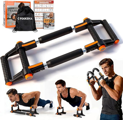 Twister Arm Trainer, 3 in 1 Adjustable Chest Trainer for Men (40-70lbs) with Poster & Storage Bag, Multifunctional Push up Bar, Home Gym Chest Workout Equipment for Arm Strengthening & Chest Builder