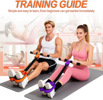 2026 Upgrade Pedal Resistance Bands with Handle - Multifunction Foot Pedal Resistance Band with Training Poster - Fashion Puller Exercise Equipment for Abdomen, Waist, Arm, Core, Leg