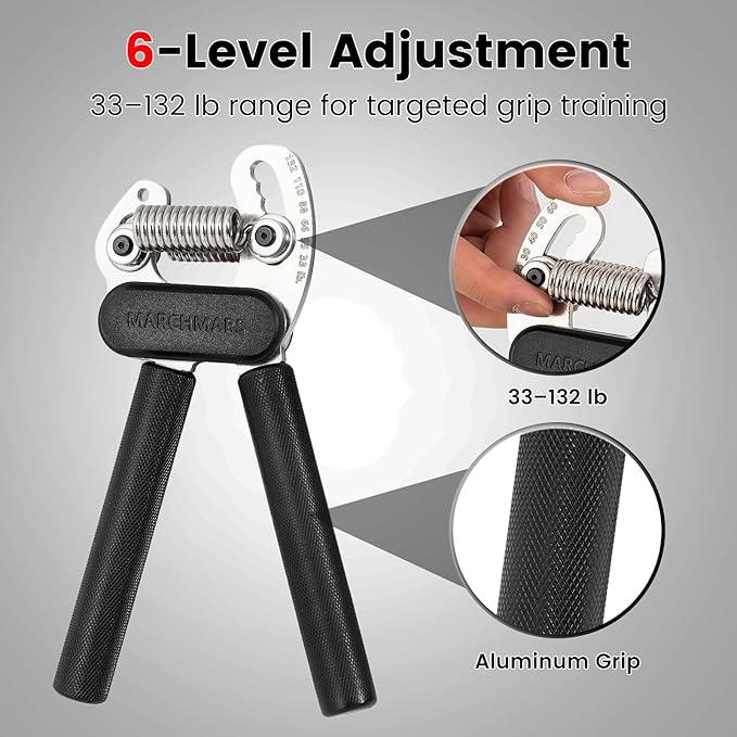All-Metal Dual Spring Grip Strength Trainer, Forearm Strengthener, Hand Gripper Strengthener Adjustable Resistance(33-132Lbs) - Ideal for Grip Strength, Muscle Building, Recovery