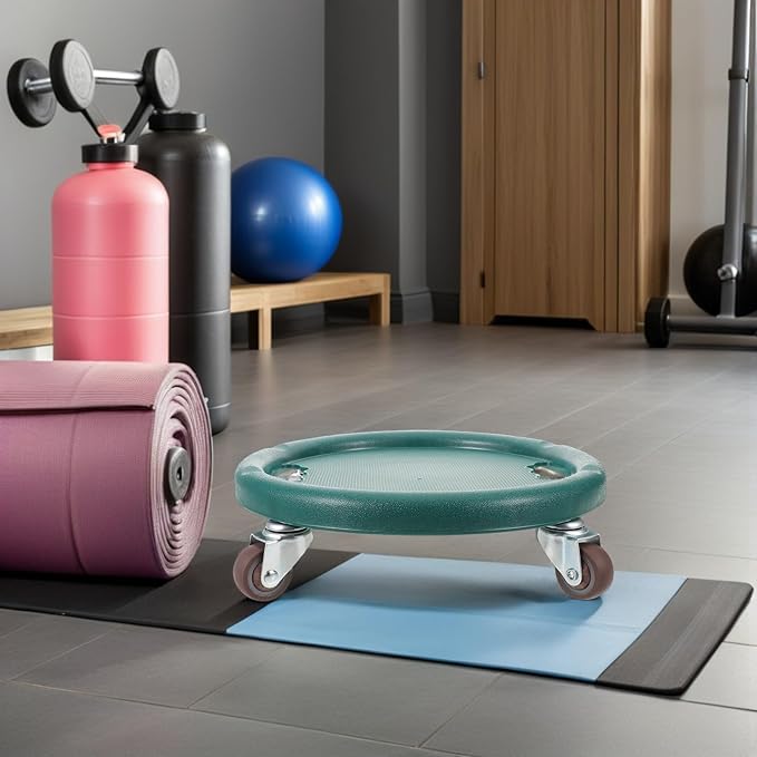 Ab Roller Wheel Abdominal Exercise Sliders with 4-wheel Design, Silent Multi-directional Core Trainer for Home Gym Fitness, Green Workout Gliding Discs for Strength Training